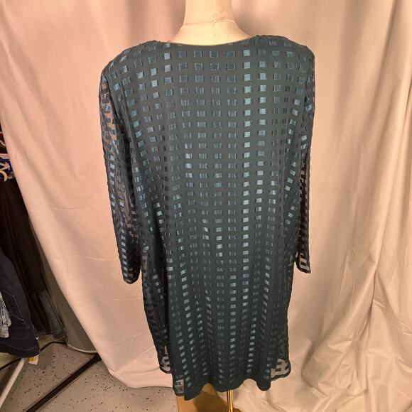 Robert Too Mujeres Petite Green Mesh Overlay Sheath Dress 16WP Made in USA - Picture 2 of 12